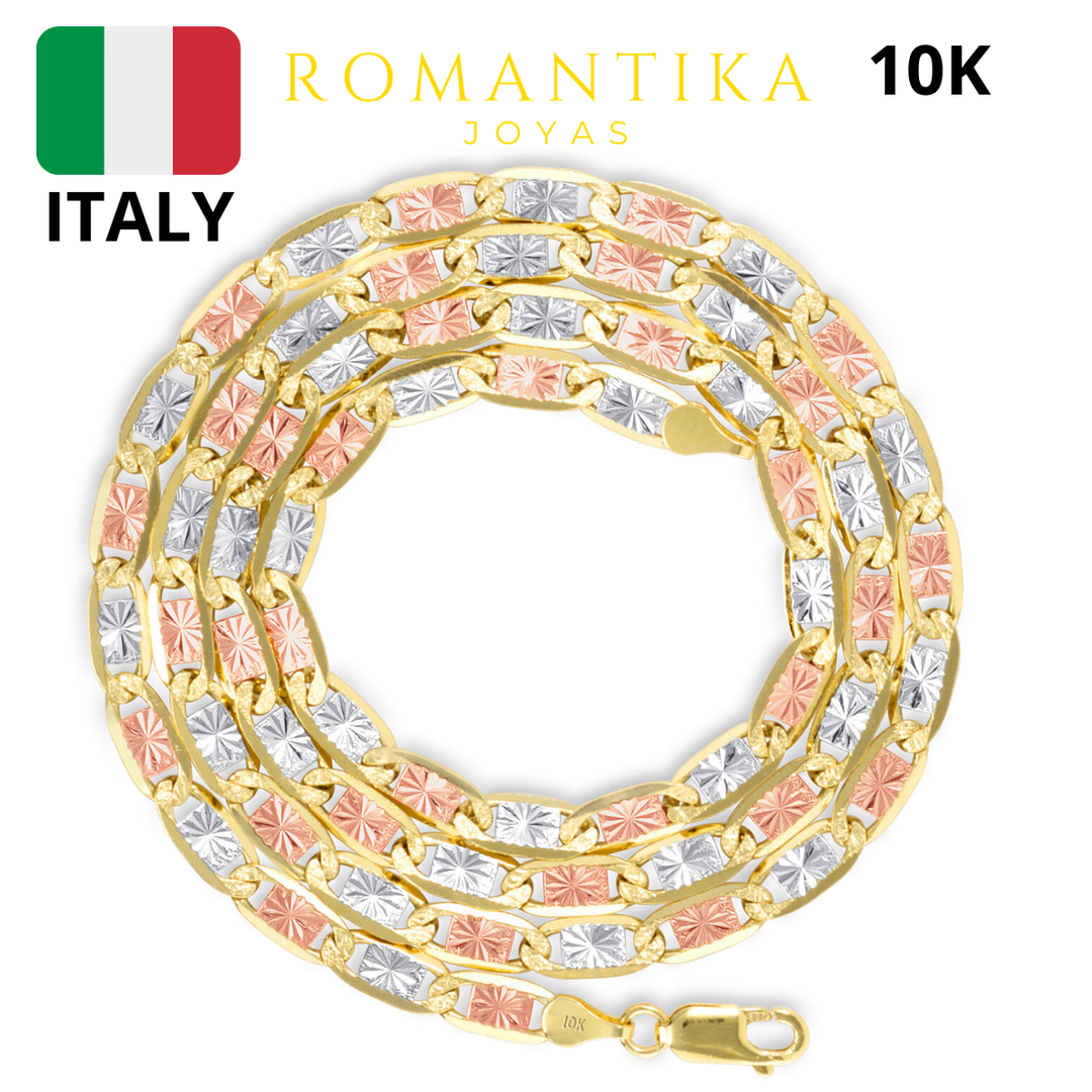 Cadena Valentina Tricolor Oro 10k 4.2mm