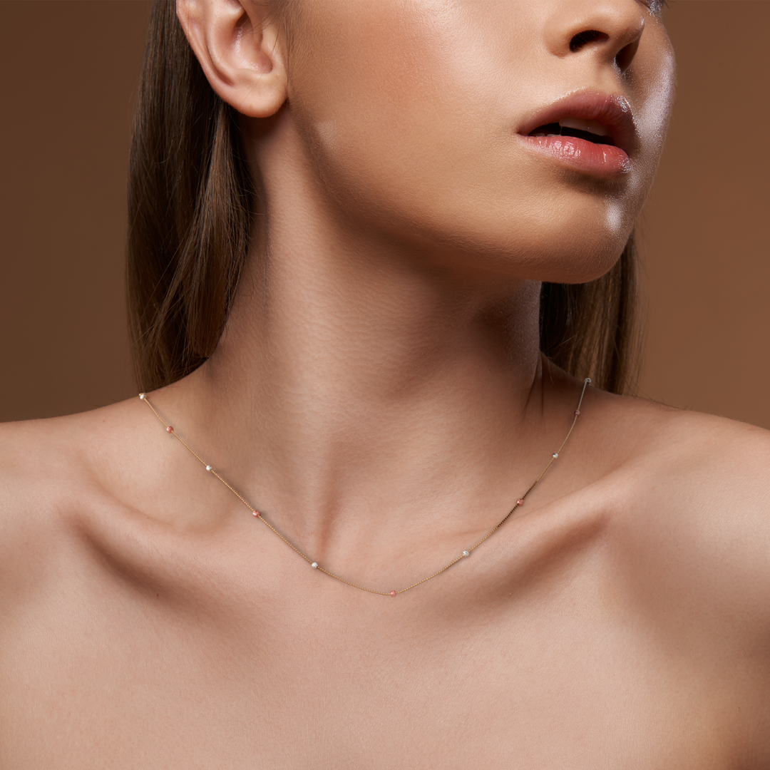 Collar Viviana Cubo 3 Oros Bolita Oro 10k