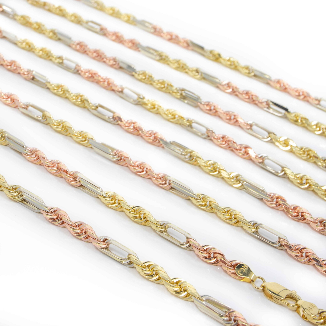 Cadena Milano Tricolor 10k 3mm