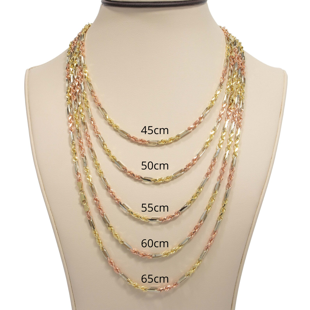 Cadena Milano Tricolor 10k 3mm