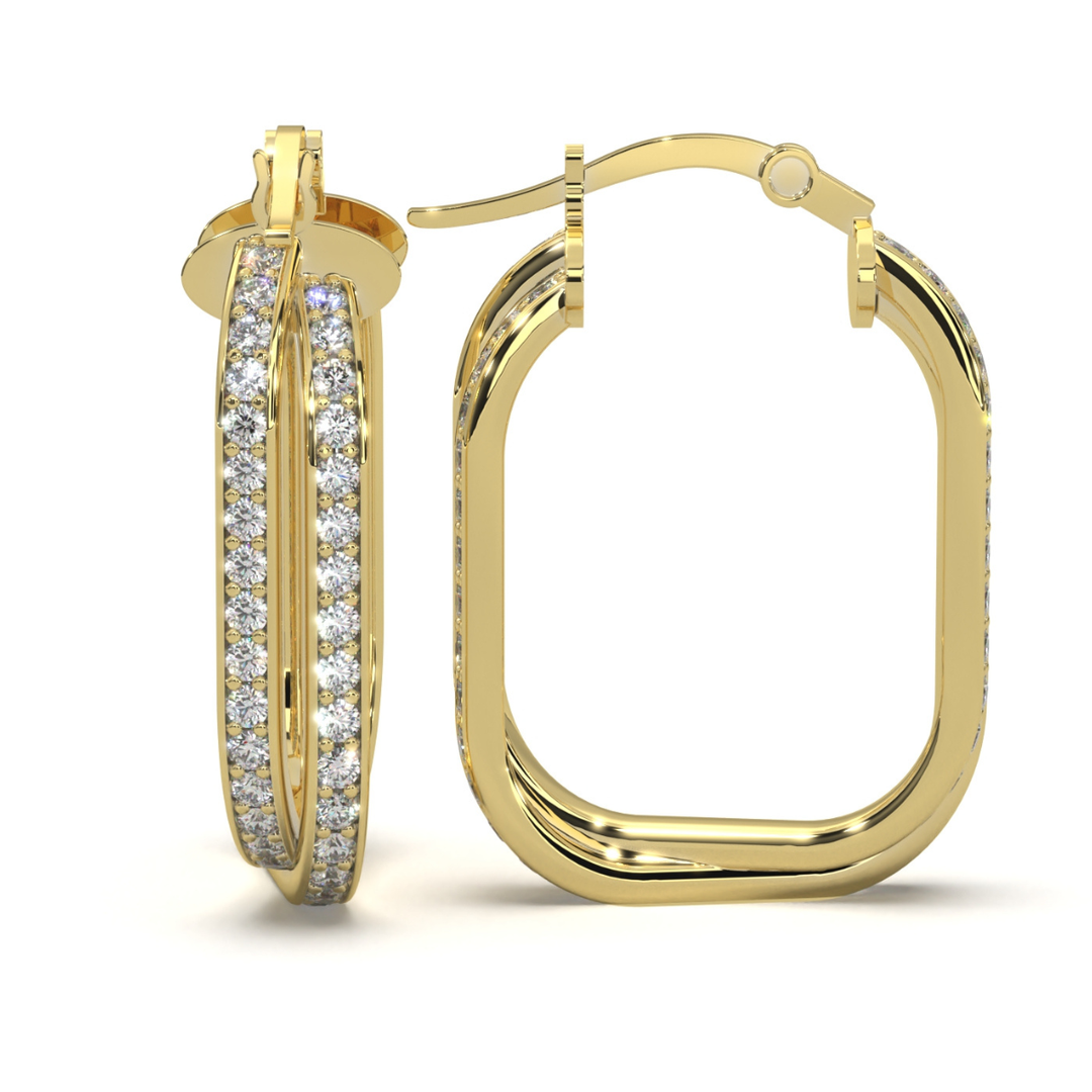 Arete Arracada Cuadrado Doble Brilloso Oro 10k