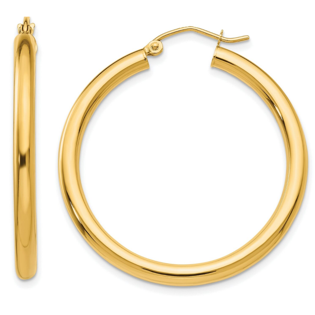 Argollas Tubular 25mm x 3mm 10k