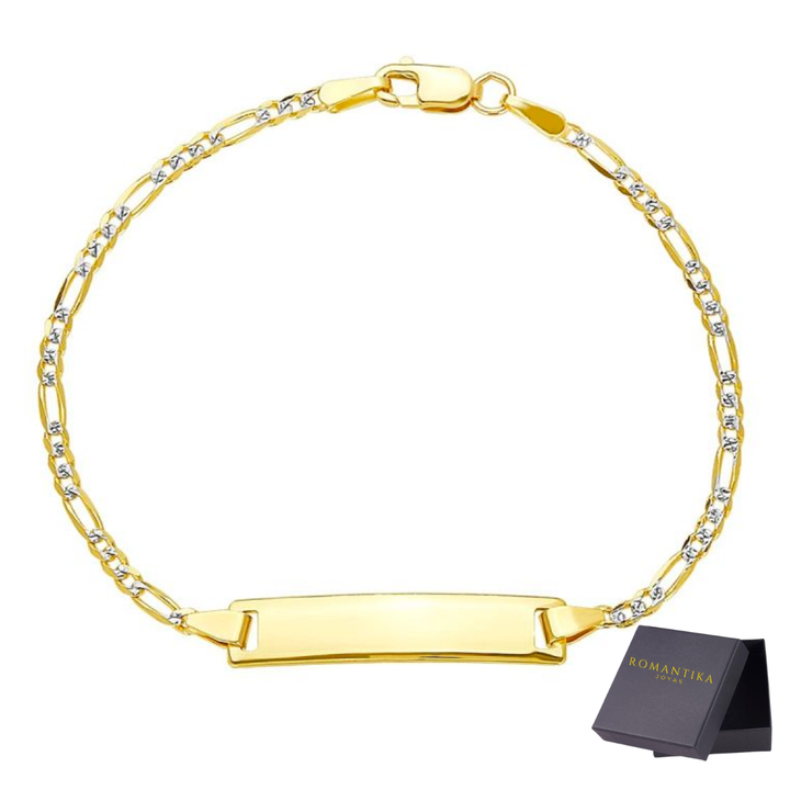 Esclava Figaro Diamantada Con Barra para Niños Oro 10k