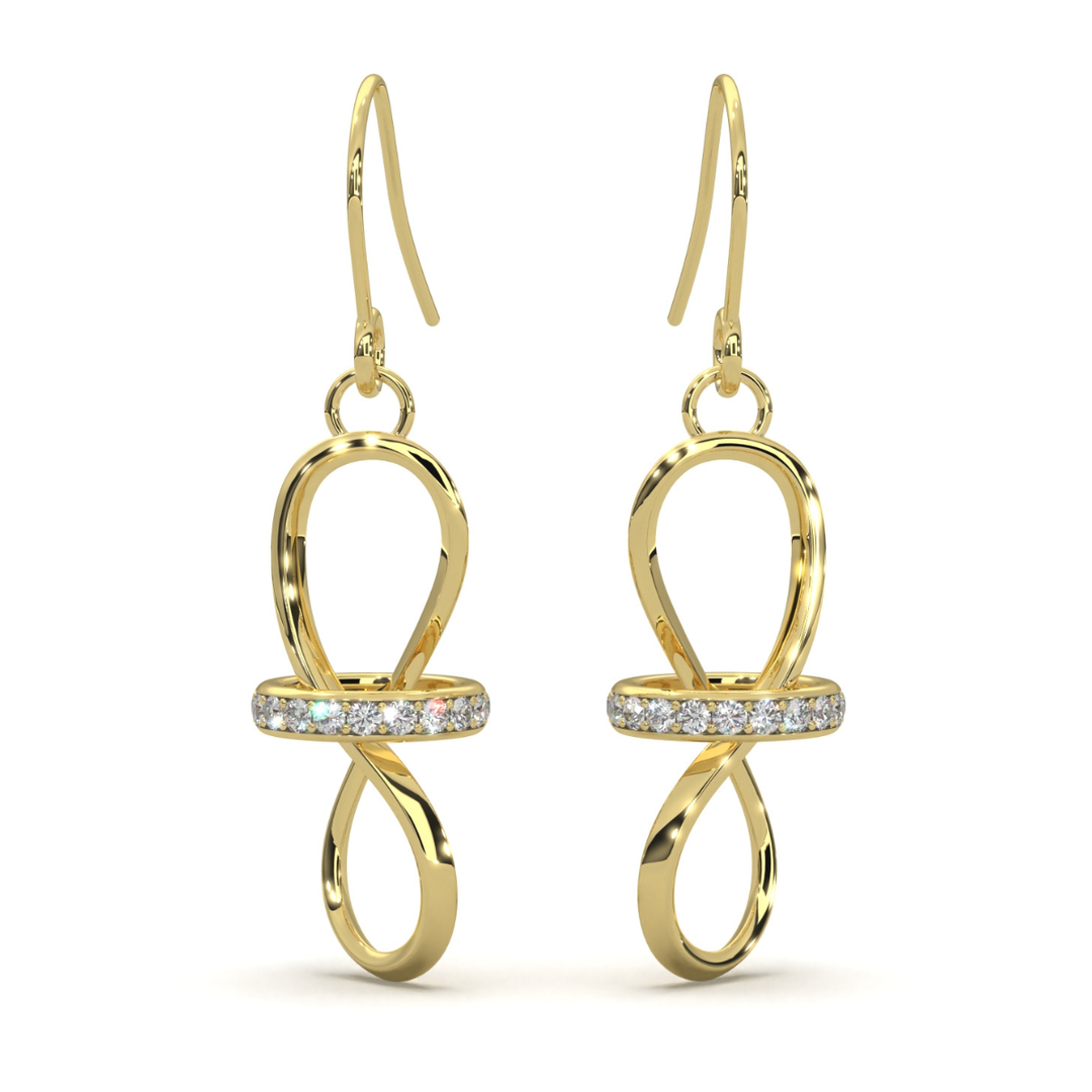 Aretes Pendiente Infinito Con Aro Brilloso 10k