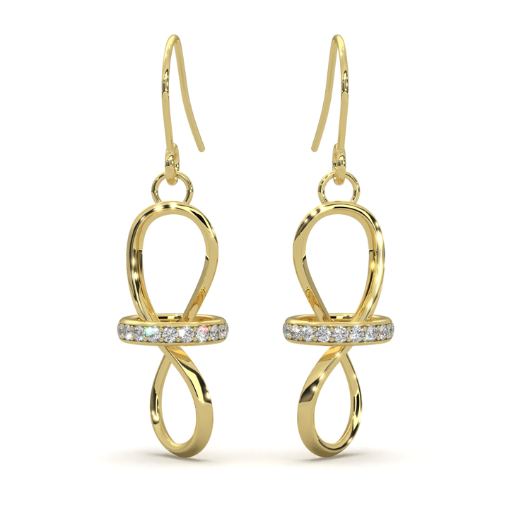 Aretes Pendiente Infinito Con Aro Brilloso 10k