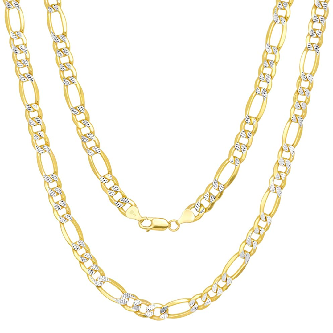 Cadena Figaro 3x1 Diamantada 4mm 14k