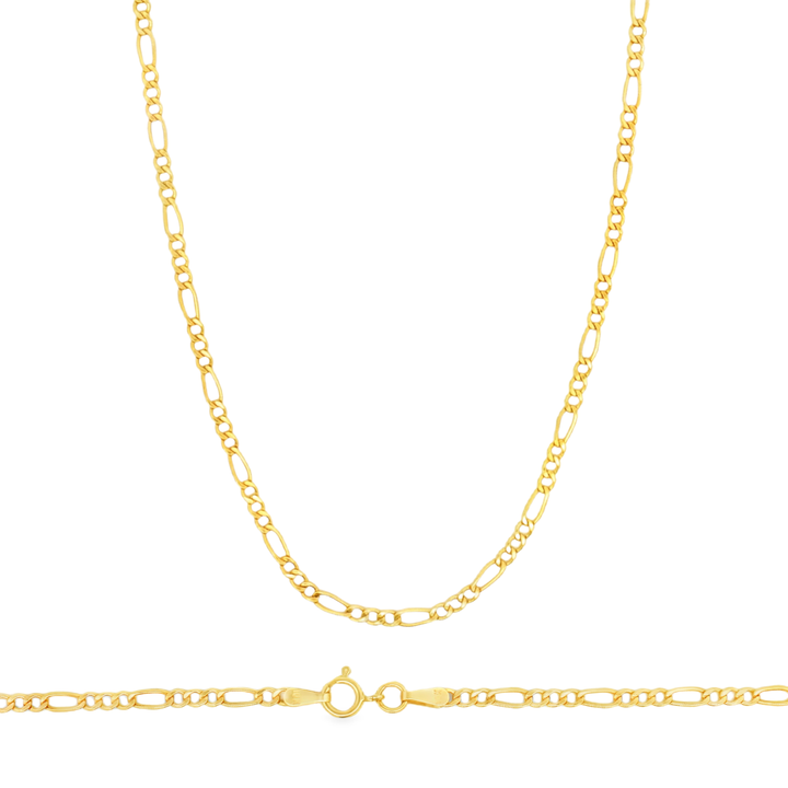 Cadena Fígaro Estilo Cartier 3x1  2mm 10k