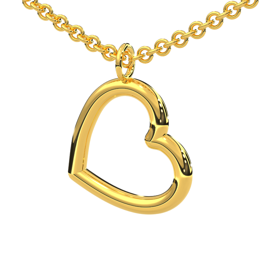 Collar Corazon Grande Tubular 10k