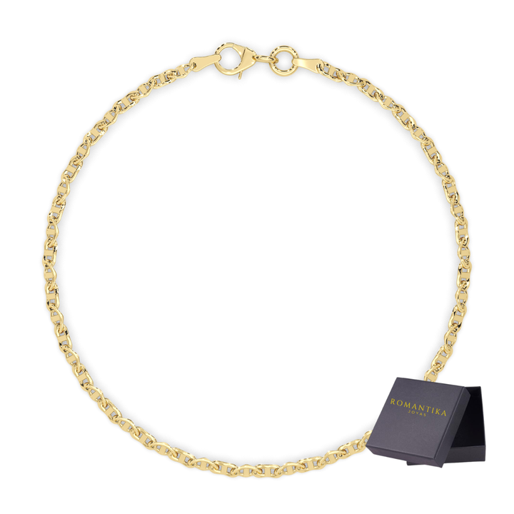 Pulsera Ancla Marinera 3mm 18cm 10k