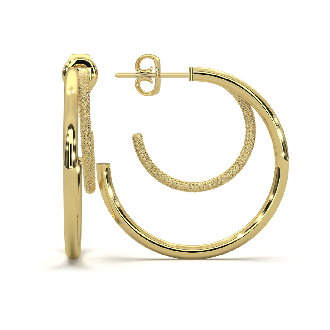 Arracada Tubular Doble Facetado Oro 10k
