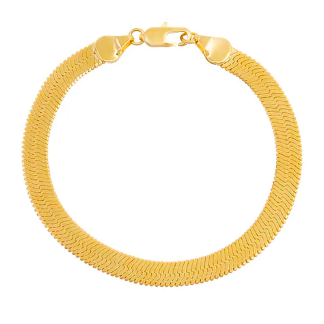 Pulsera Panza De Víbora 18cm 5mm 10k