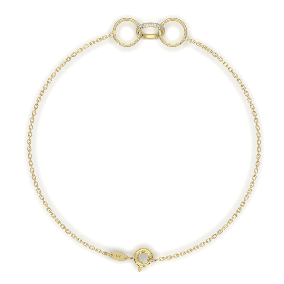 Pulsera Triple Aro Brilloso 18cm 10k