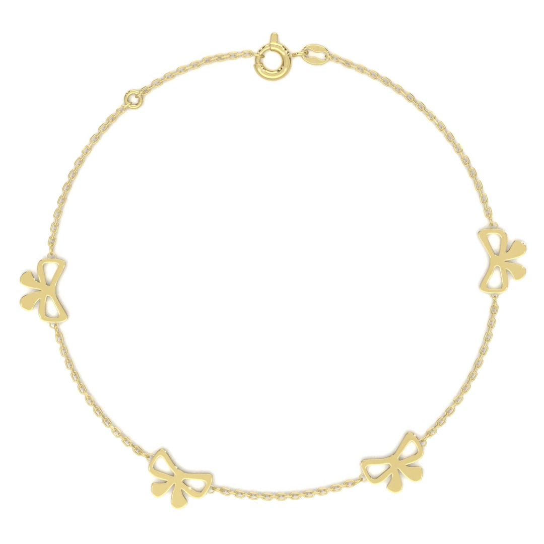 Pulsera 4 Moños 18cm 10k