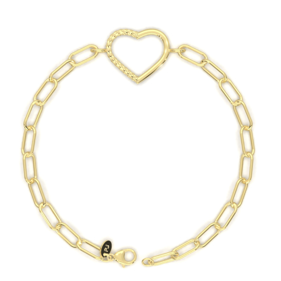 Pulsera Clip Corazón Mitad Facetado Oro 10k