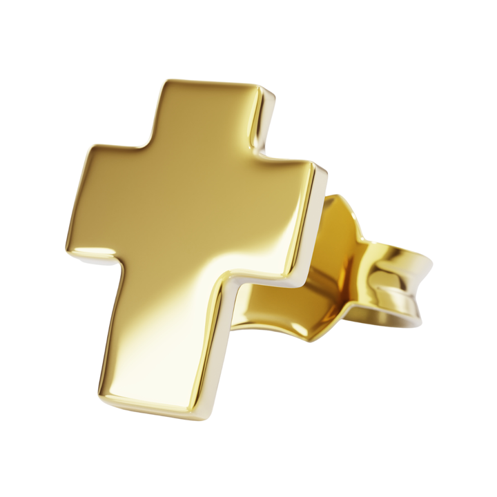 Aretes Broquel Cruz De Oro 10k