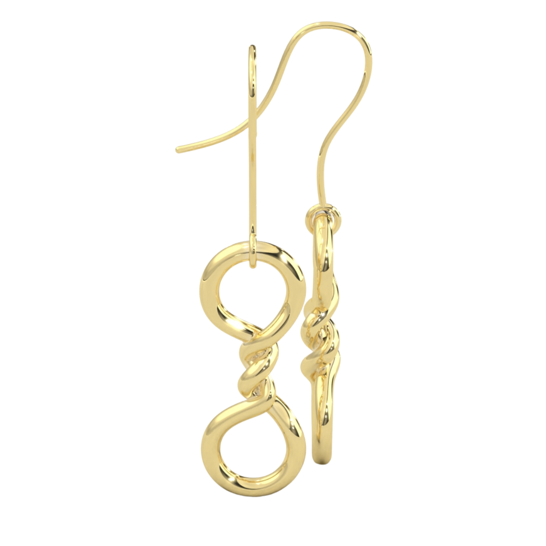 Aretes Pendientes Doble Nudo 10k