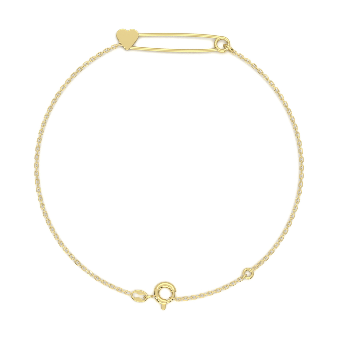 Pulsera Pasador Corazon 18cm 10k