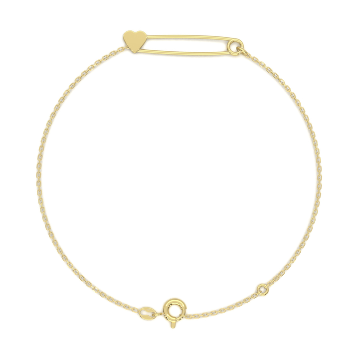 Pulsera Pasador Corazon 18cm 10k