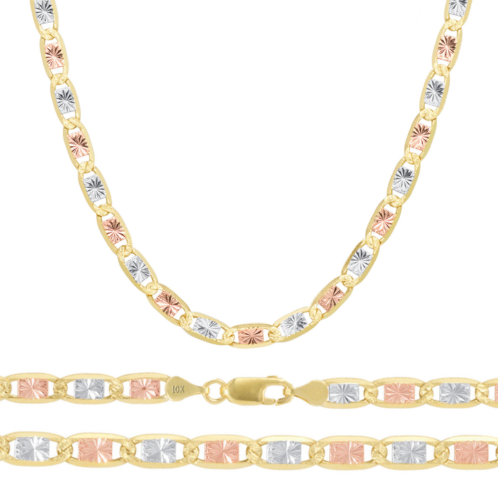 Cadena Valentina Tricolor Oro 10k 4.2mm