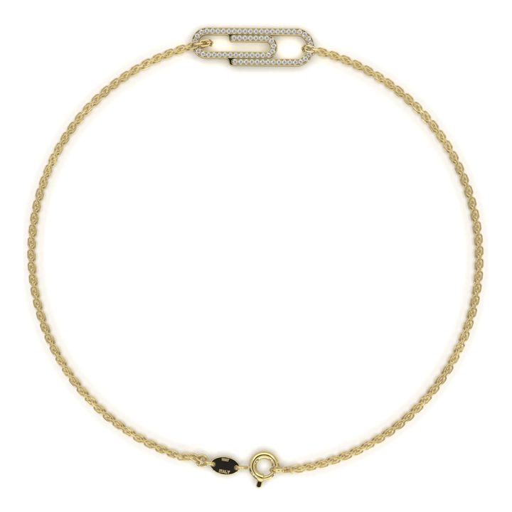Pulsera Clip Brilloso 18cm 9mm 10k