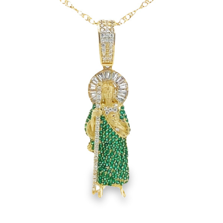 Dije San Judas Tadeo Con Zirconias Oro 10k