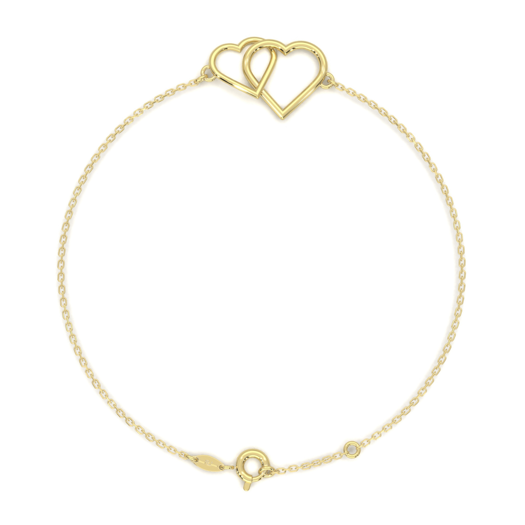 Pulsera Doble Corazon 18cm 10k