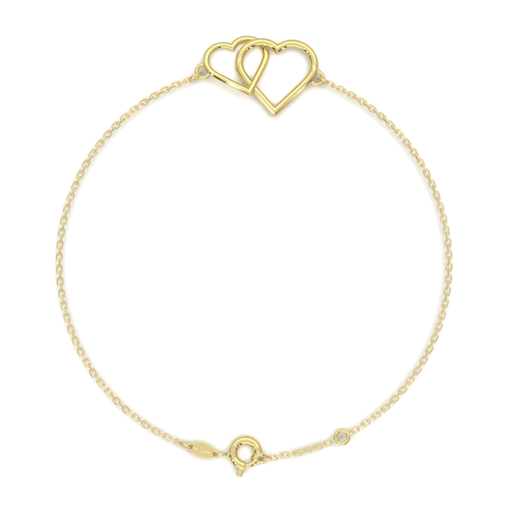Pulsera Doble Corazon 18cm 10k