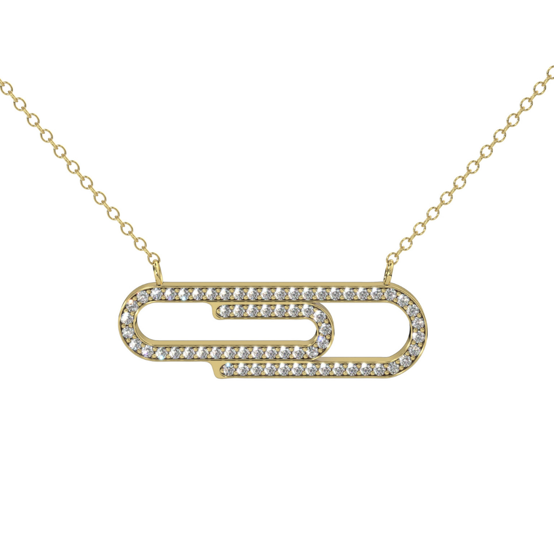 Collar Clip Brilloso Con Cadena 45cm 10k