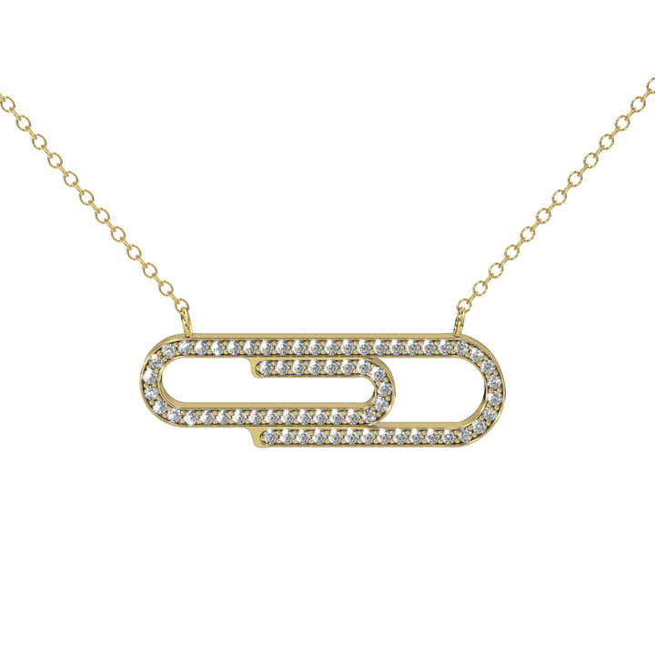 Collar Clip Brilloso Con Cadena 45cm 10k