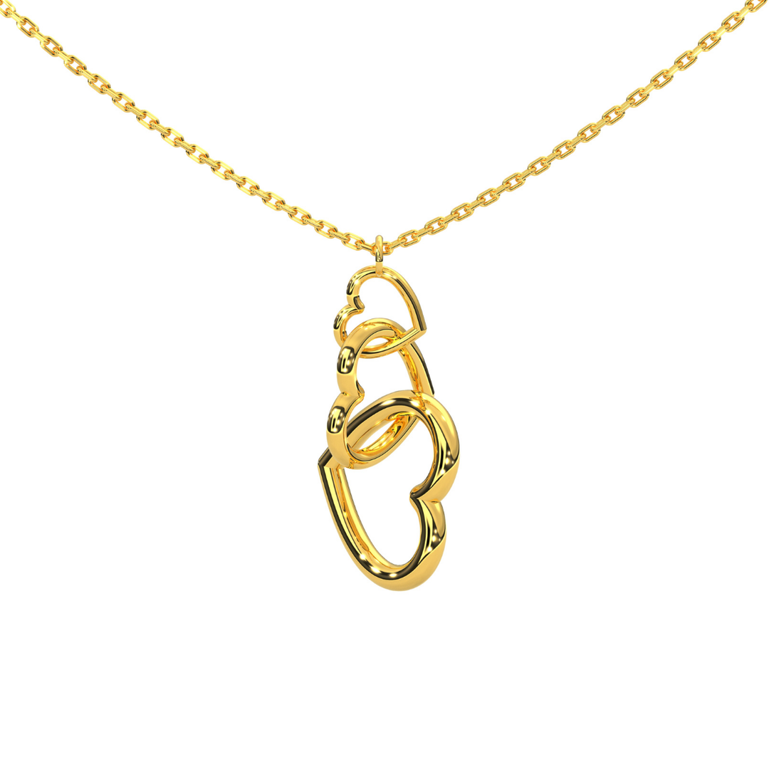 Collar Triple Corazon 10k