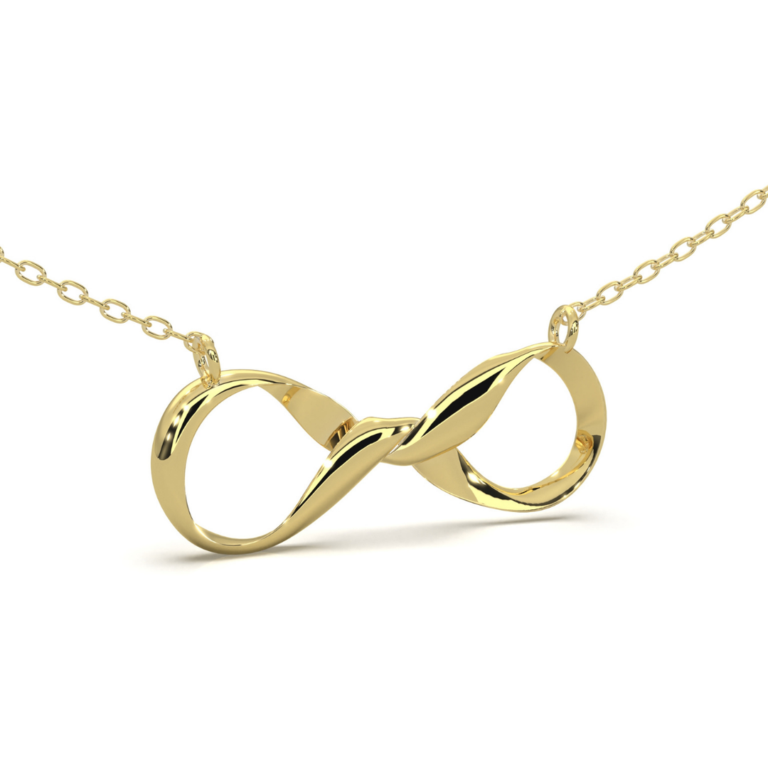 Collar Moño Infinito Con Cadena 45cm 10k