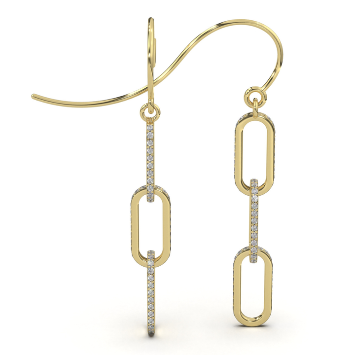 Aretes Pendientes Triple Paperclip 10k