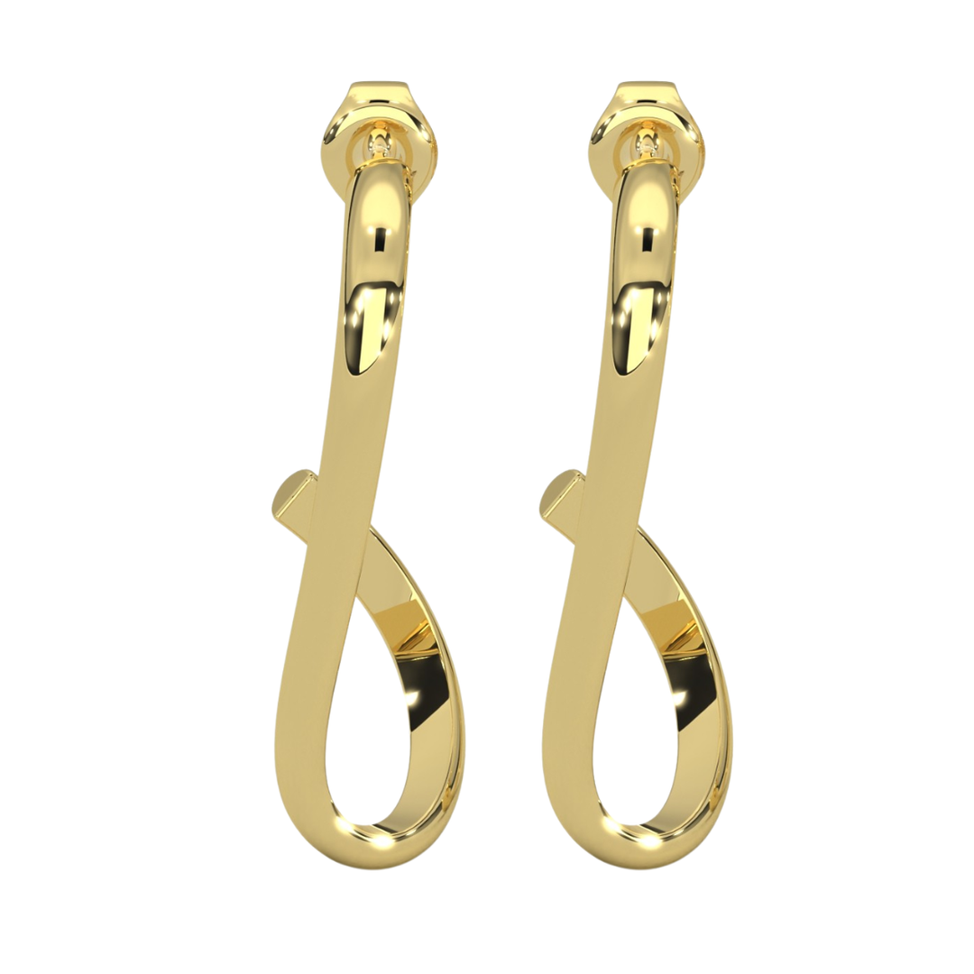Aretes Pendientes Moño Largo 10k