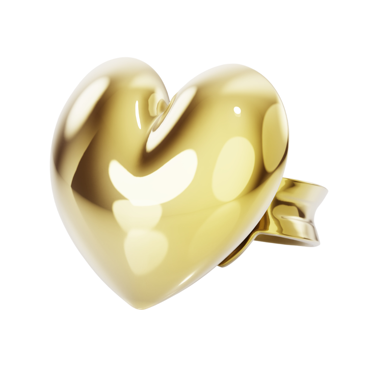 Aretes Broquel Corazón De Oro Sólido 10k