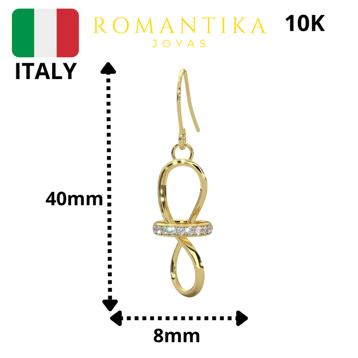 Aretes Pendiente Infinito Con Aro Brilloso 10k