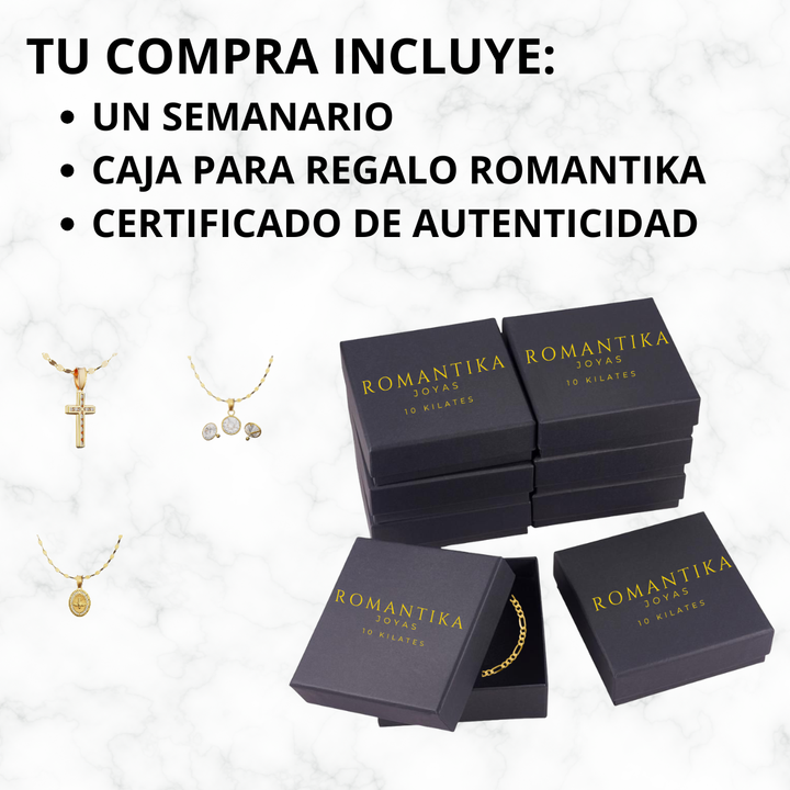 Collar Semanario con 3 Corazones Tricolor 10k