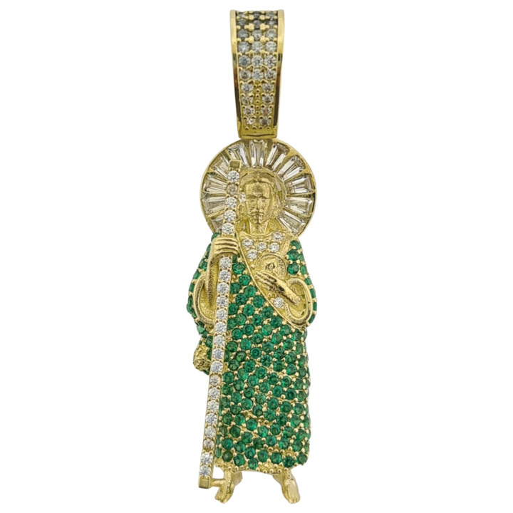 Dije San Judas Tadeo Con Zirconias Oro 10k