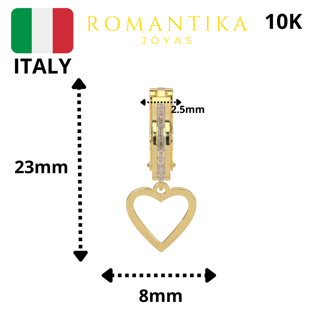 Arracada con Pendiente Corazón 10k
