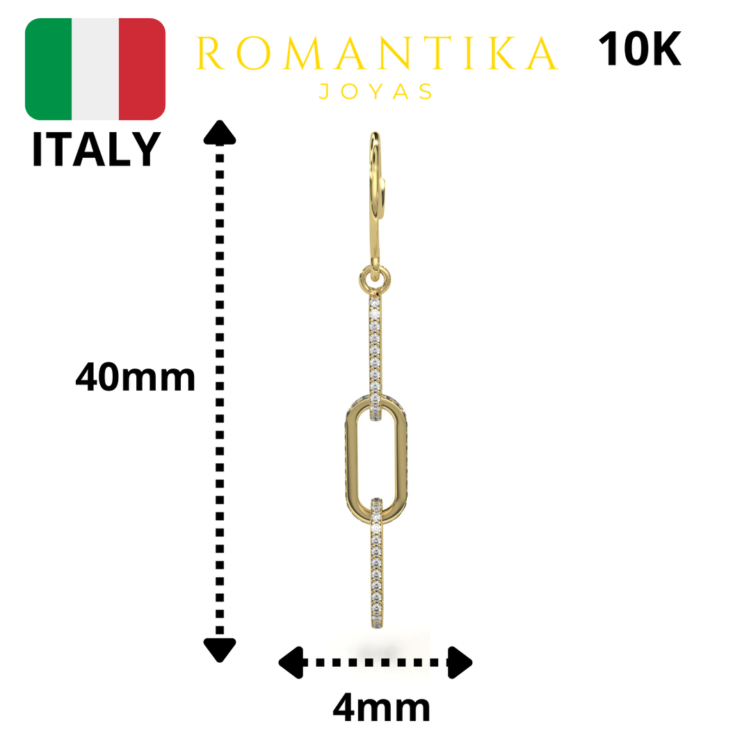 Aretes Pendientes Triple Paperclip 10k