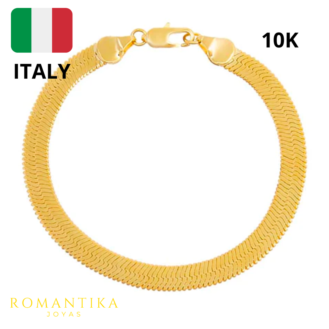 Pulsera Panza De Víbora 18cm 5mm 10k