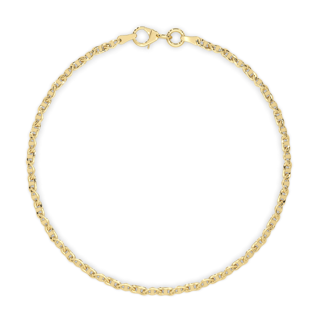 Pulsera Ancla Marinera 3mm 18cm 10k