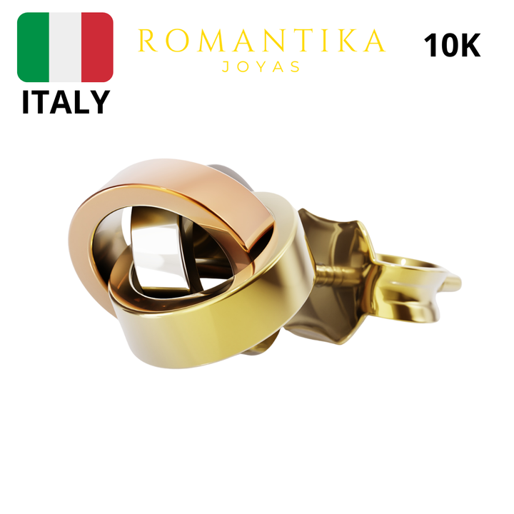 Aretes Broquel Bola De 3 Oros 10k