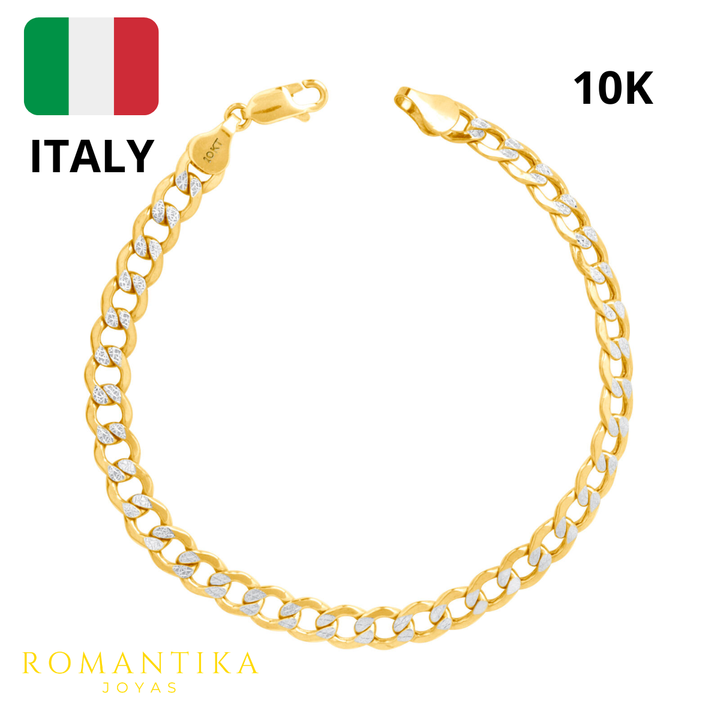 Pulsera Barbada Diamantada 21cm 6.5mm 10k