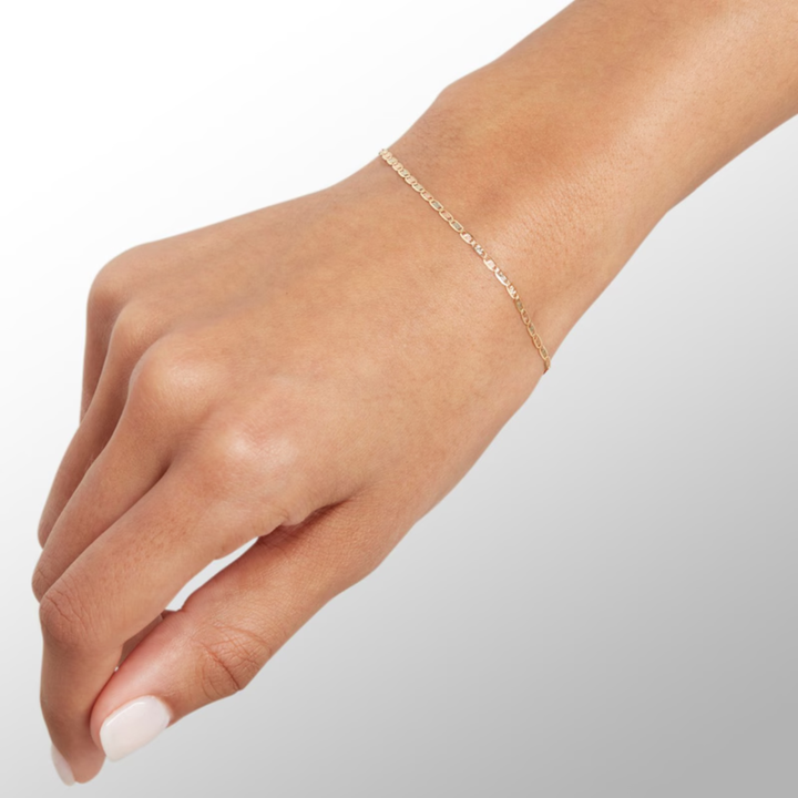 Pulsera Valentina Espejo Tres Oros 10k 18cm