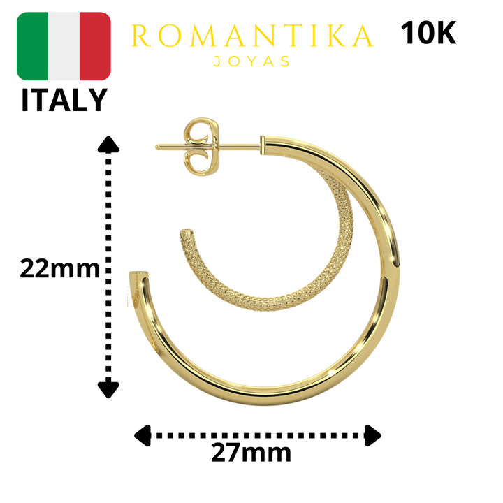 Arracada Tubular Doble Facetado Oro 10k
