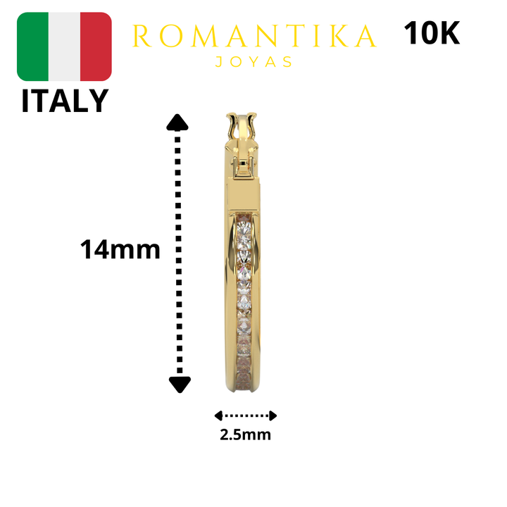 Arracada Con Zirconia 1.5mm x 2.5mm 10k