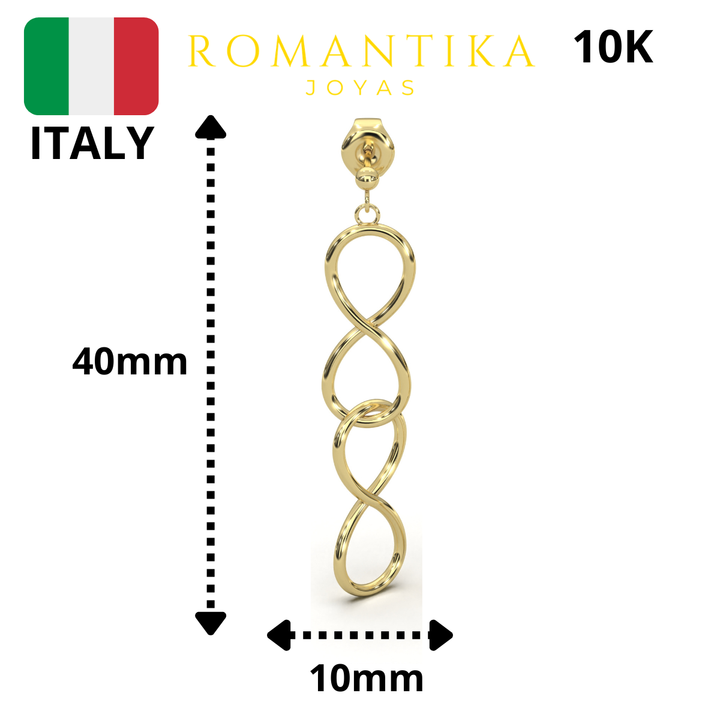Arete Pendiente Doble Infinito 10k