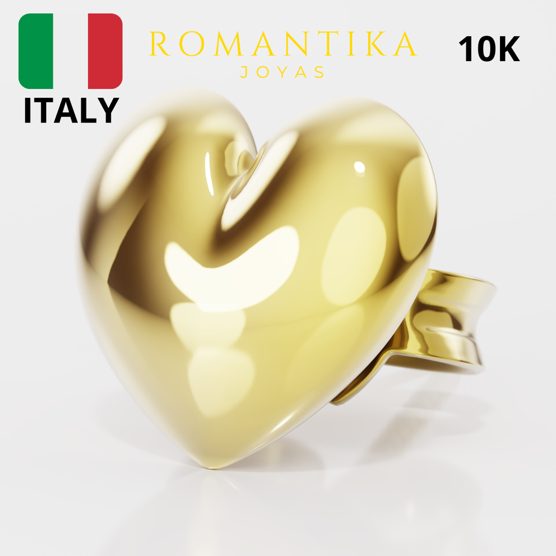 Aretes Broquel Corazón De Oro Sólido 10k