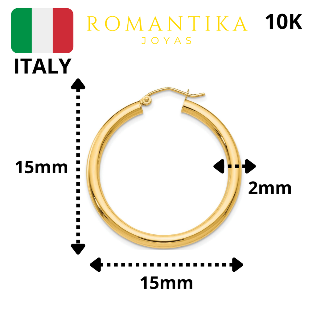 Arracada Tubular  15mm X 2mm 10k