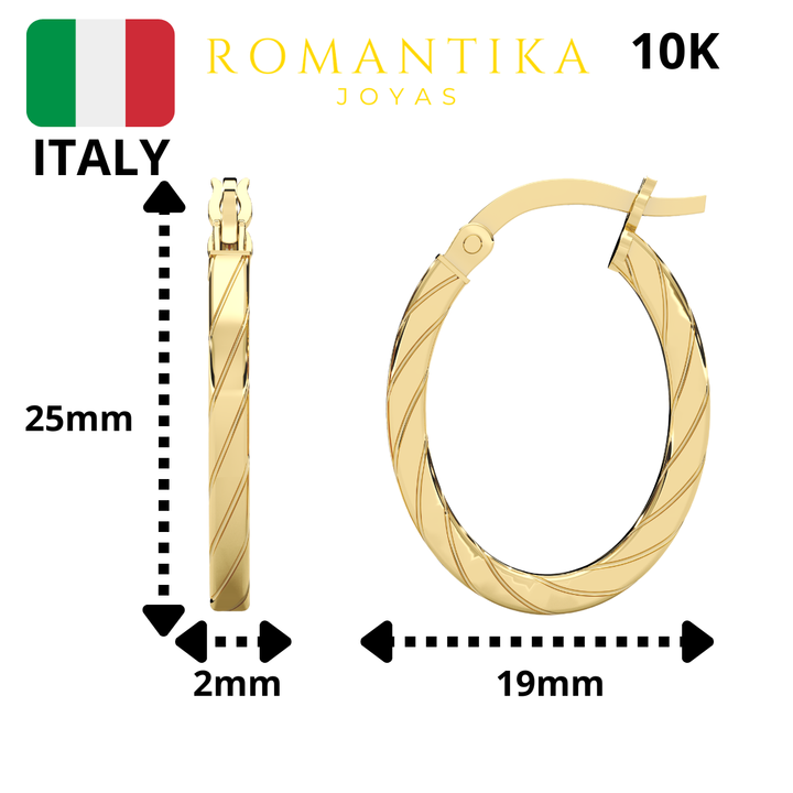 Aretes Tubular Torcido Ovalado 10k